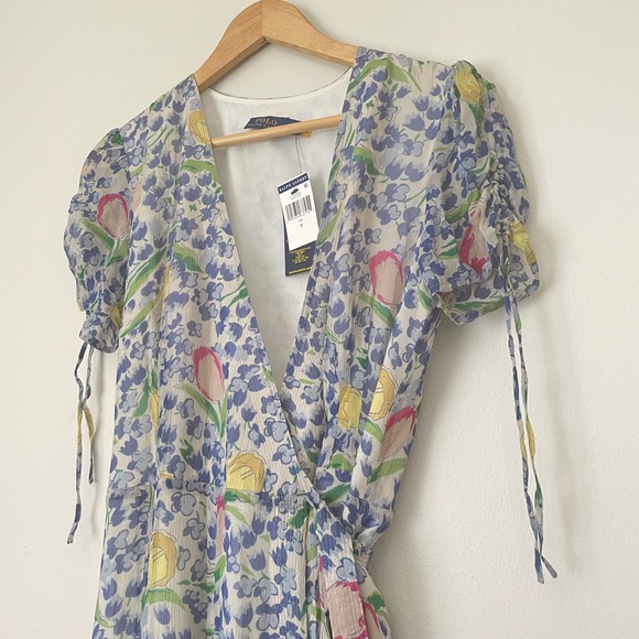 Polo Ralph Lauren Floral Crinkle Wrap Mini Dress - Picture 2 of 12